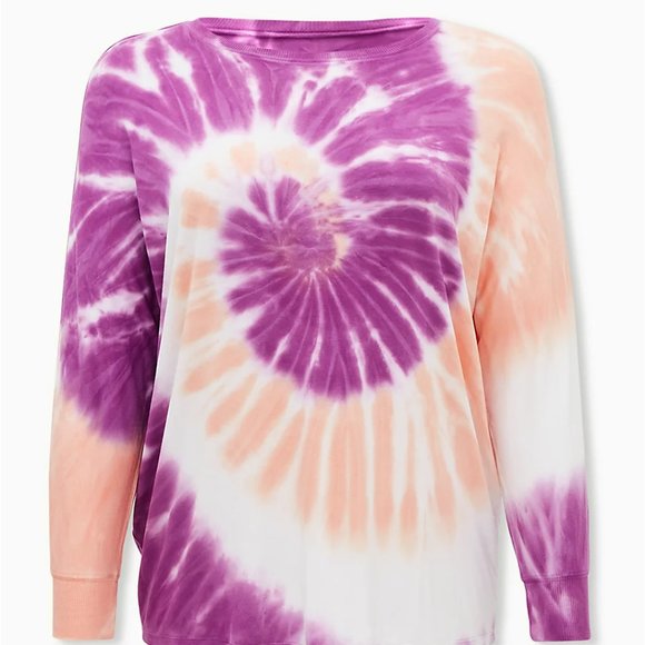 Torrid Peach & Purple Tie Dye Super Soft Tee - Picture 1 of 5